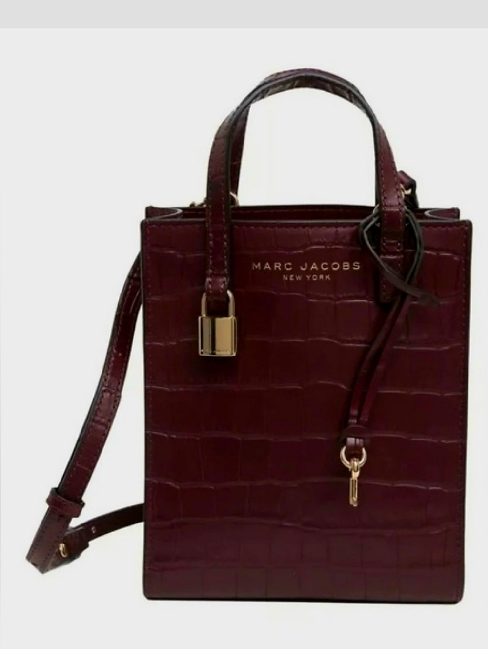 MARC JACOBS Micro Mini Grind Tote Leather Crossbody NWT Croc Embossed